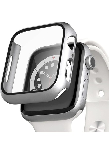 Apple Watch Uyumlu Series 7 41MM Kılıf Matte Premium Slim Watch Uyumluband Gümüş