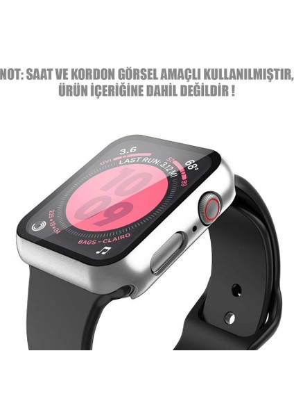 Apple Watch Uyumlu Series 7 41MM Kılıf Matte Premium Slim Watch Uyumluband Gümüş