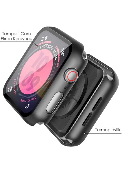 Apple Watch Uyumlu Series 7 41MM Kılıf Matte Premium Slim Watch Uyumluband Gümüş