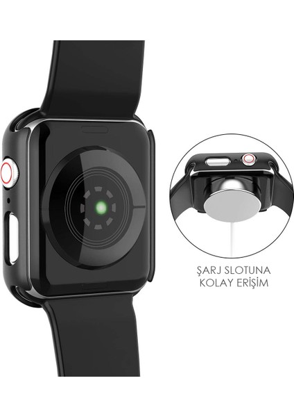 Apple Watch Uyumlu Series 7 41MM Kılıf Matte Premium Slim Watch Uyumluband Gümüş