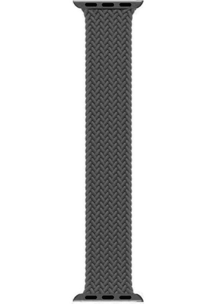 Apple Watch Uyumlu Series 7 45MM Kordon, (Large Size, 160MM) Braided Solo Loop Band Koyu Gri