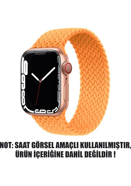 Apple Watch Uyumlu Se 44MM Kordon, (Large Size, 160MM) Braided Solo Loop Band Turuncu