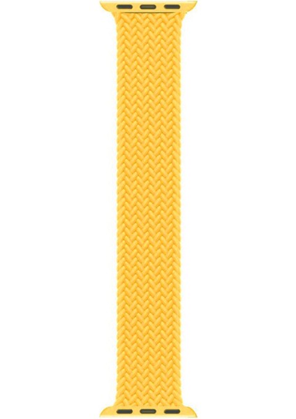 Apple Watch Uyumlu Series 6 40MM Kordon, (Medium Size, 147MM) Braided Solo Loop Band Sarı