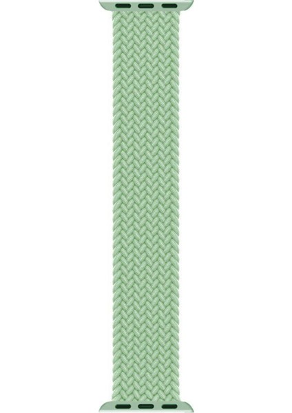 Apple Watch Uyumlu Series 5 44MM Kordon, (Small Size, 127MM) Braided Solo Loop Band Açık Yeşil