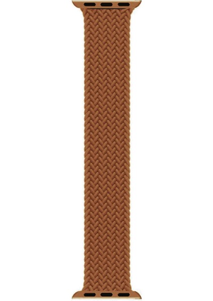 Apple Watch Uyumlu Series 6 40MM Kordon, (Small Size, 127MM) Braided Solo Loop Band Kahverengi
