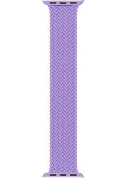 Apple Watch Uyumlu Series 4 44MM Kordon, (Medium Size, 147MM) Braided Solo Loop Band Lila