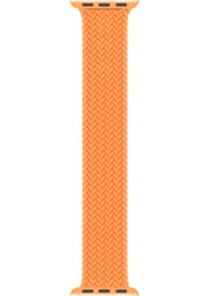 Apple Watch Uyumlu Series 3 38MM Kordon, (Small Size, 127MM) Braided Solo Loop Band Turuncu