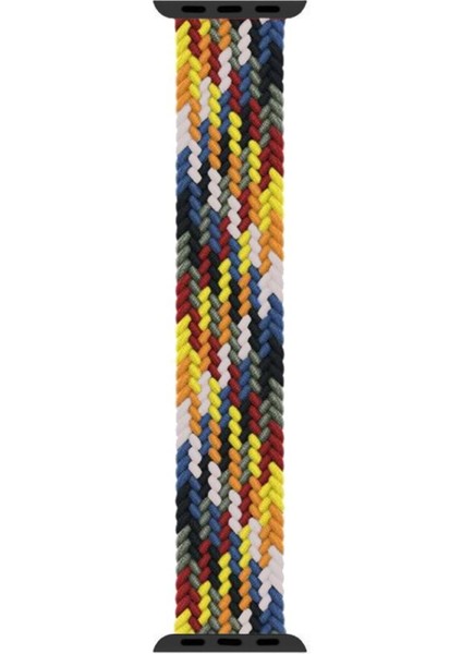 Apple Watch Uyumlu Series 3 38MM Kordon, (Small Size, 127MM) Braided Solo Loop Band Multi Color