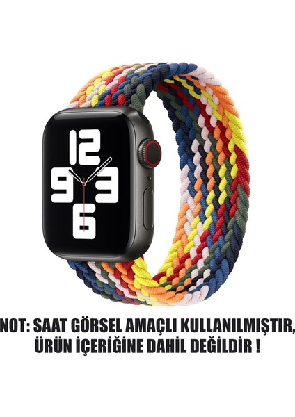 Apple Watch Uyumlu Series 3 38MM Kordon, (Small Size, 127MM) Braided Solo Loop Band Multi Color