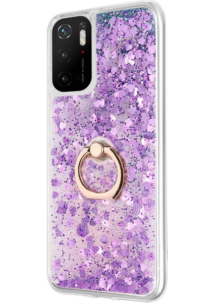 Xiaomi Poco M3 Pro Kılıf Glitter Liquid Holder Mor