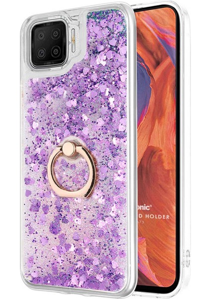 Oppo A73 Kılıf Glitter Liquid Holder Mor