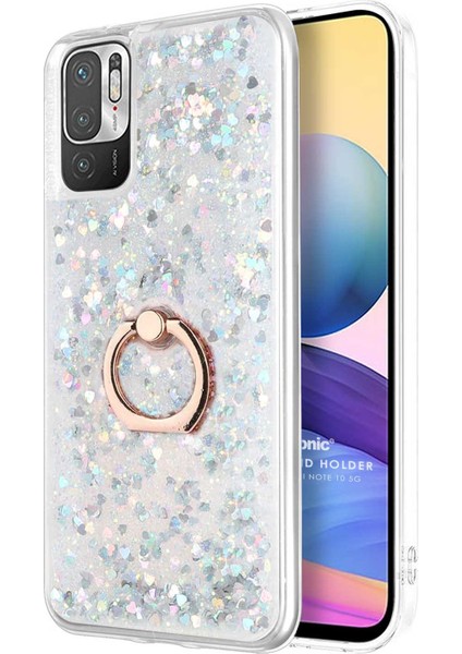 Xiaomi Redmi Note 10 5g Kılıf Glitter Liquid Holder Gümüş