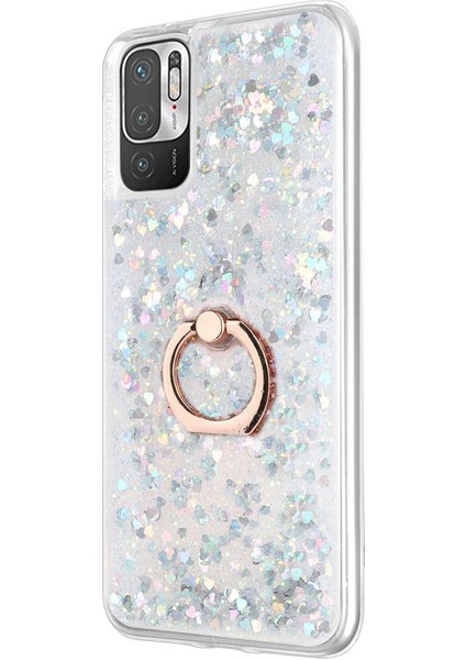 Xiaomi Redmi Note 10 5g Kılıf Glitter Liquid Holder Gümüş