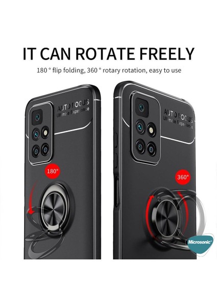 Xiaomi Redmi 10 Kılıf Kickstand Ring Holder Siyah Rose
