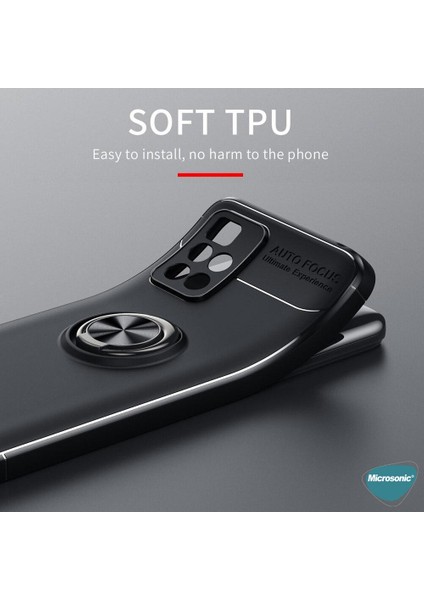Xiaomi Redmi 10 Kılıf Kickstand Ring Holder Siyah Rose