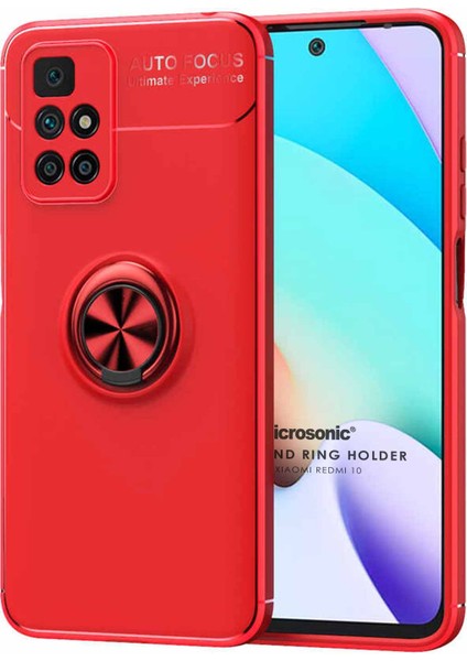 Xiaomi Redmi 10 Kılıf Kickstand Ring Holder Kırmızı