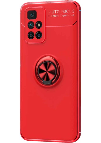 Xiaomi Redmi 10 Kılıf Kickstand Ring Holder Kırmızı