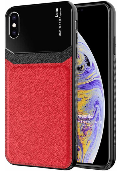 Apple iPhone Xs Kılıf Uniq Leather Kırmızı