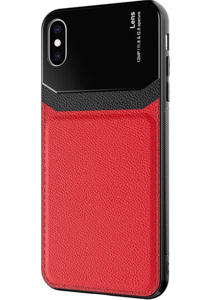Apple iPhone Xs Kılıf Uniq Leather Kırmızı