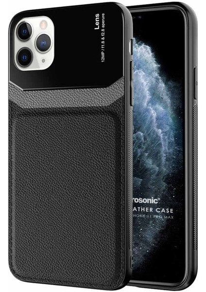 Apple iPhone 11 Pro Max Kılıf Uniq Leather Siyah