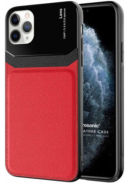 Apple iPhone 11 Pro Max Kılıf Uniq Leather Kırmızı