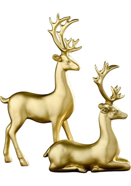 2 Adet Reçine Heykeli Elk Geyik Süs Figürinler Masaüstü Süs Heykeli Heykelcik Altın Elk Geyik (Yurt Dışından) modelleri