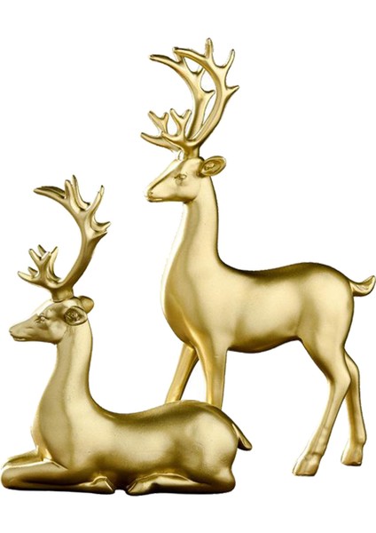 2 Adet Reçine Heykeli Elk Geyik Süs Figürinler Masaüstü Süs Heykeli Heykelcik Altın Elk Geyik (Yurt Dışından) fırsatları