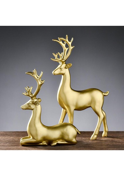 2 Adet Reçine Heykeli Elk Geyik Süs Figürinler Masaüstü Süs Heykeli Heykelcik Altın Elk Geyik (Yurt Dışından) indirimleri