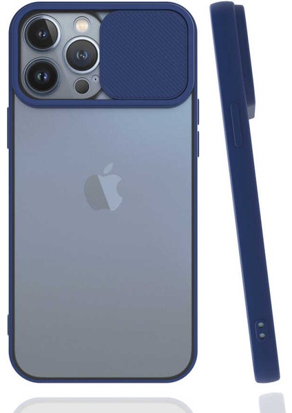 - iPhone 13 Pro Max - Kılıf Slayt Sürgülü Arkası Buzlu Lensi Kapak