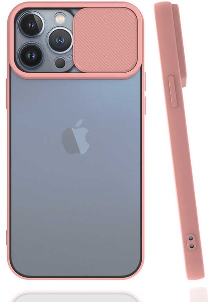 - iPhone 13 Pro Max - Kılıf Slayt Sürgülü Arkası Buzlu Lensi Kapak