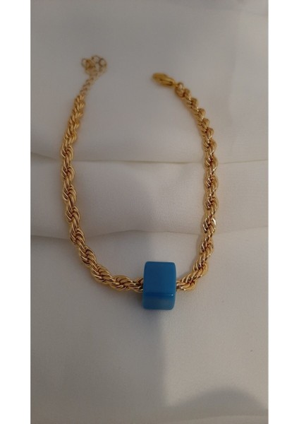 Kadın Nostaljik Mavi Boncuklu Burgu Bileklik