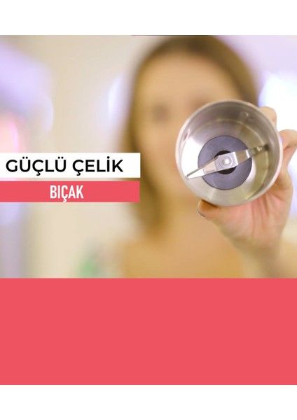 Çıkarılabilir Hazneli Kahve ve Baharat Öğütücü Elektrikli Grinder Mürdüm
