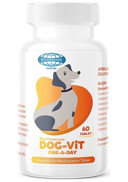 Biyoteknik Dog-Vit One A Day Köpekler Için Multivitamin 60 Tablet