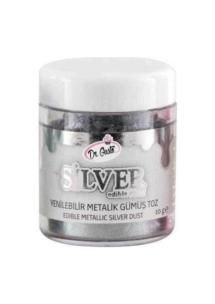 Dr.gusto Yenilebilir Metalik Gümüş Toz Boya 10 gr
