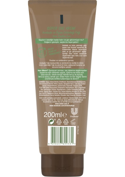 Doğanın Enerjisi Tüp Saç Kremi Avokado 200ml modelleri