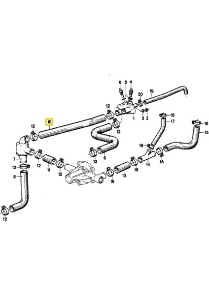 Bmw E12 ve E21 M10 Uyumlu Motor Termostat Hortumu 11531266469