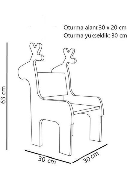 Ahşap Çocuk Sandalyesi - Geyik - Gri/siyah fırsatları