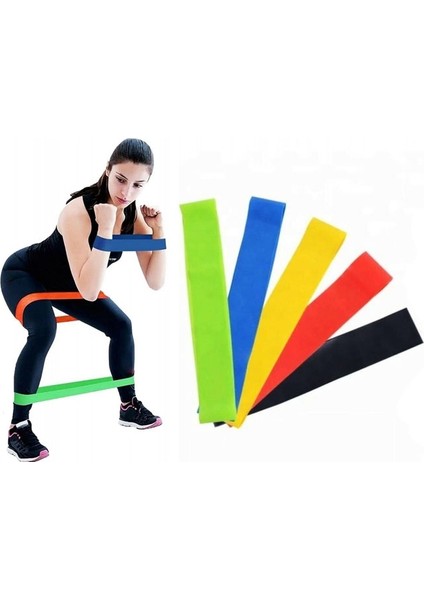 Pilates Squat Aerobik Direnç Lastiği 5 Li Paket