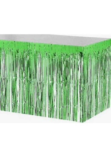 Kullan At Püsküllü Metalize Masa Eteği - Yeşil