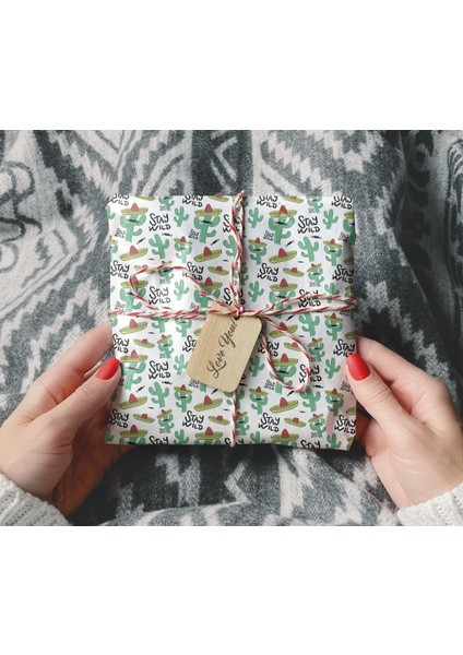 Hrs 50 x 70 cm Kaktüs Temalı Hediye Paketleme Ambalaj Kağıdı (6’lı Paket)