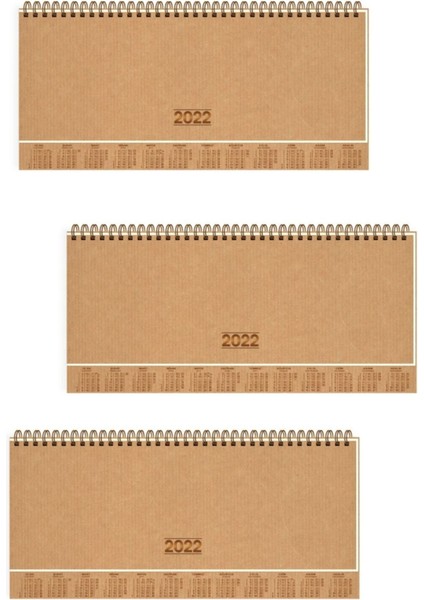 Keskin Color 2022 Haftalık Masa Takvimi 3 Adet 12X33,5CM Kraft Kapak Spiralli