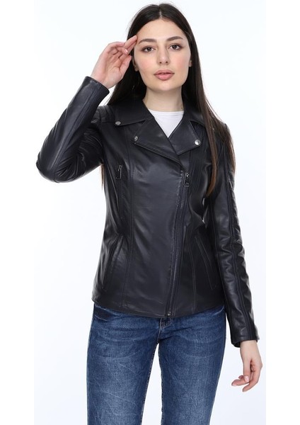 Deri Valente Siyah Kadın Deri Ceket