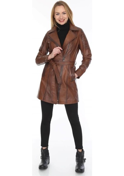 Deri Kadın Deri Mont Kahverengi Hoodie fırsatları