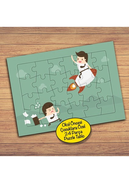 Roketle Yolculuk Yapan İnsan 24 Parça Çocuklara Özel Yapboz TABLO-282