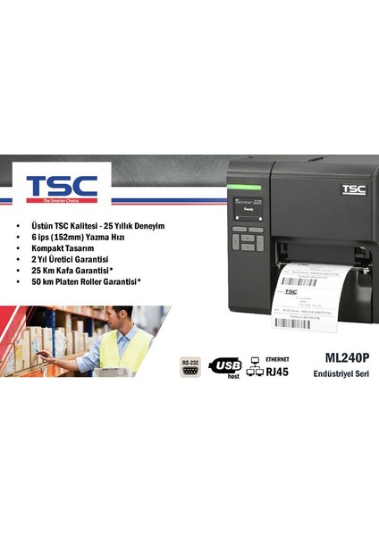 ML240P Endüstriyel Barkod Etiket Yazıcı modelleri