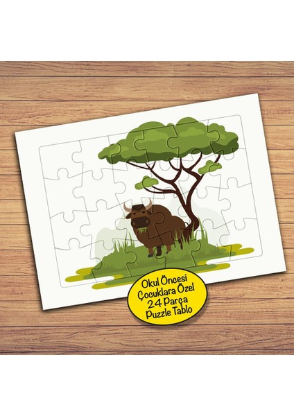 Ağaç Gölgesinde Boğa Çocuklara Özel Puzzle Yapboz TABLO-34PZ