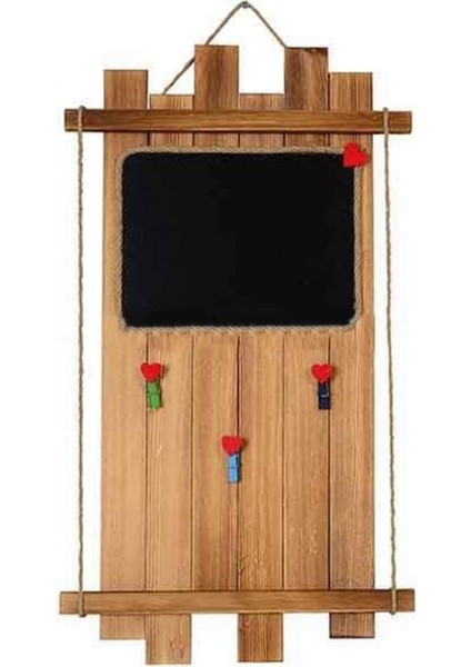 Ahşap Kare Karatahtalı Asimetrik Mandallı Çerçeve 23 x 54 cm