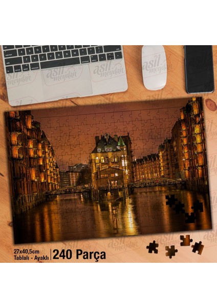 Asil Hobi Venedik - Deniz - Şehir - Manzara Yapboz - Ayak Destekli Çerçeveli 240 Parça Puzzle