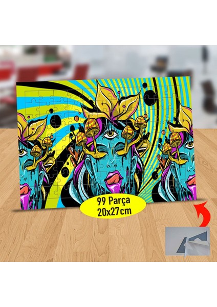 Halloween Tek Göz Maskeli Kız 99 Parça Puzzle Yapboz TABLO-470