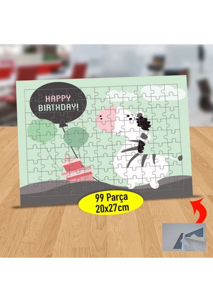 Happy Birthday Partideki Zebra 99 Parça Puzzle Yapboz TABLO-2147
